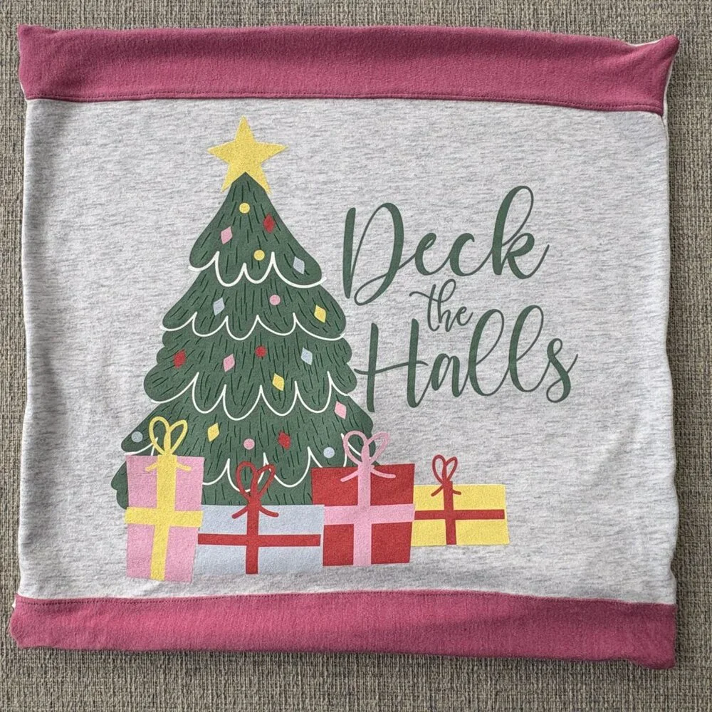Deck the Halls Pastel Christmas decoration reworked shirt 16' throw pillow cover